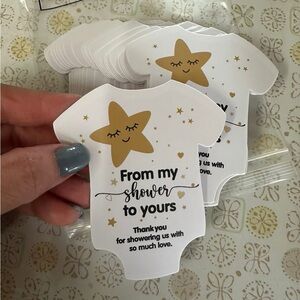 Gold and White Star Baby Shower Thank You tags